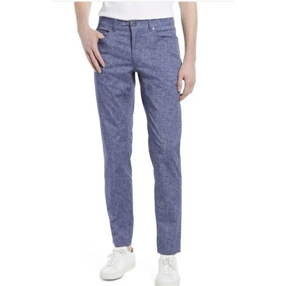 Brax Cooper Fancy Pants Mens 34x30 Blue Regular Straight Casual Career Travel‎